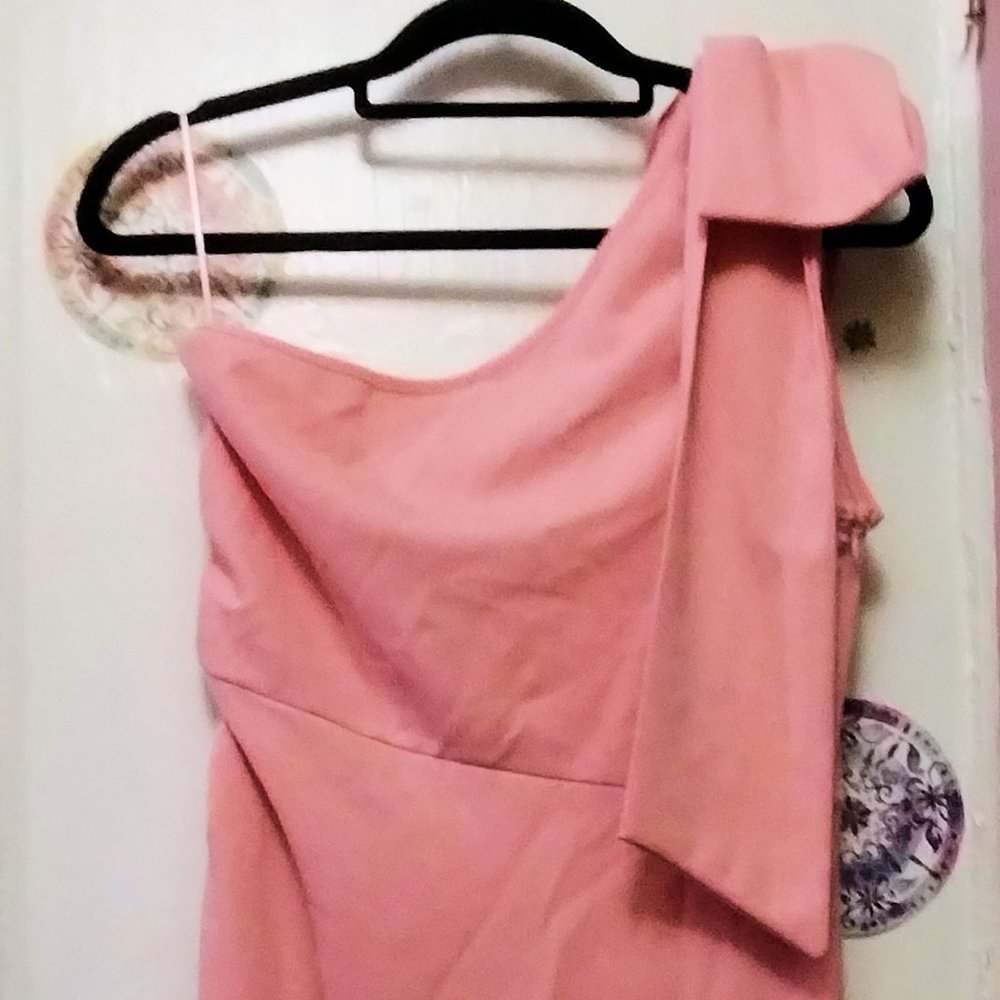 NWT One Shoulder Ruched Bodycon Cocktail Maxi Dress (L) - Picture 7 of 10